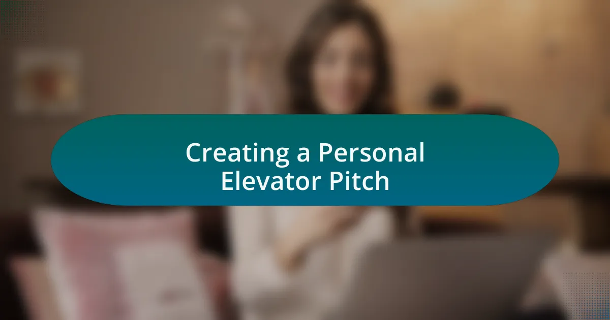 Creating a Personal Elevator Pitch
