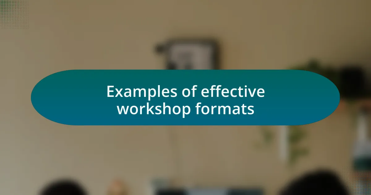 Examples of effective workshop formats