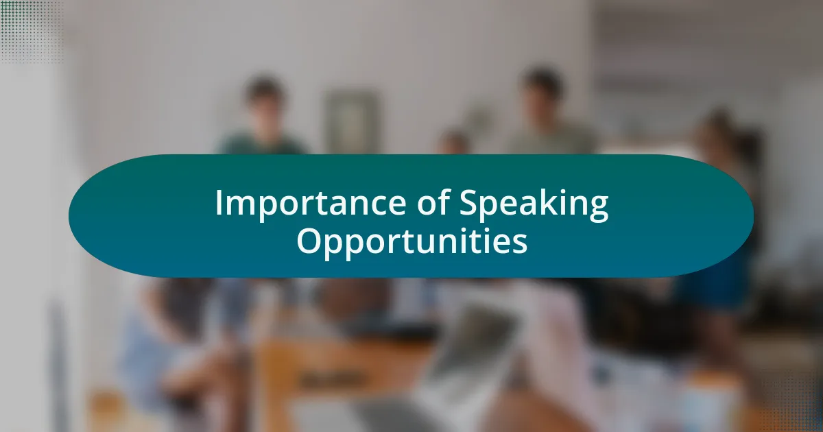 Importance of Speaking Opportunities