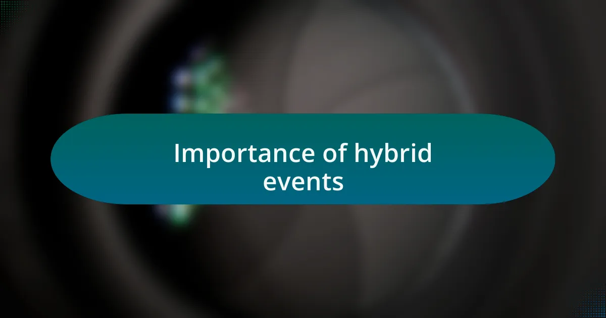 Importance of hybrid events