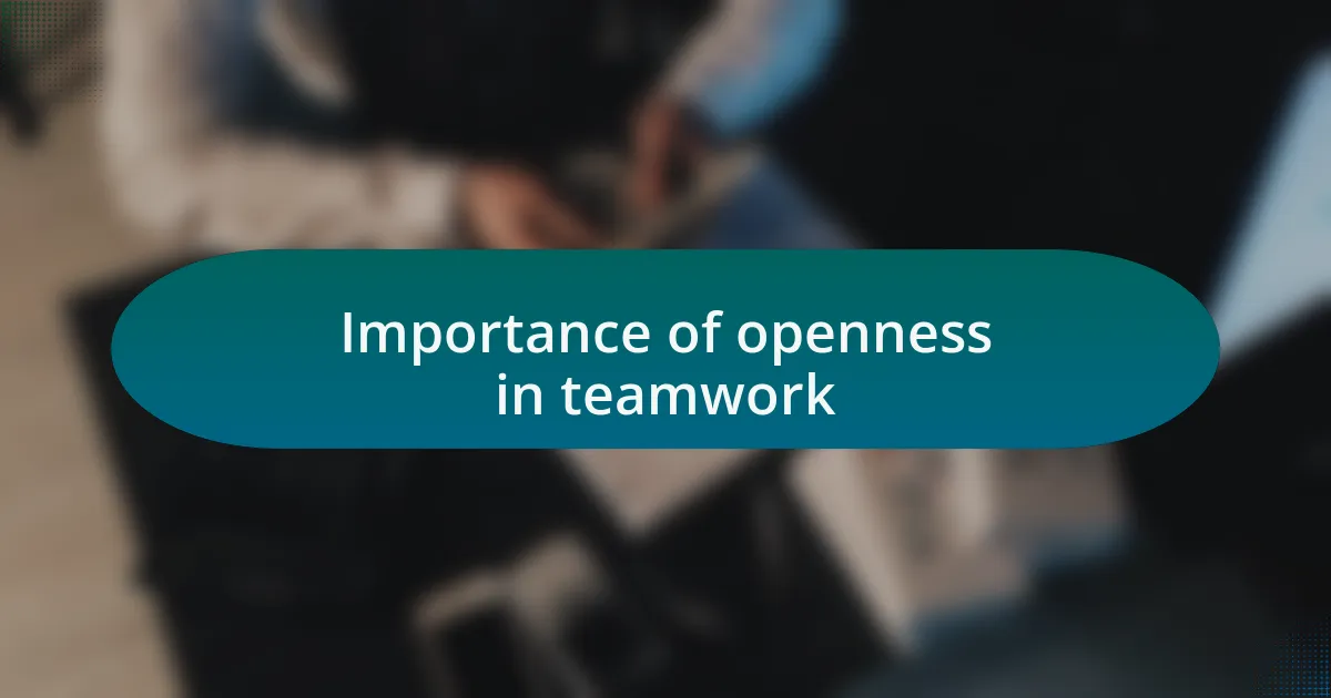 Importance of openness in teamwork