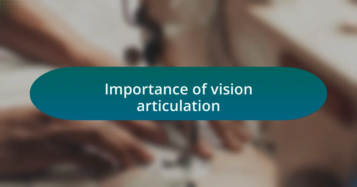 Importance of vision articulation