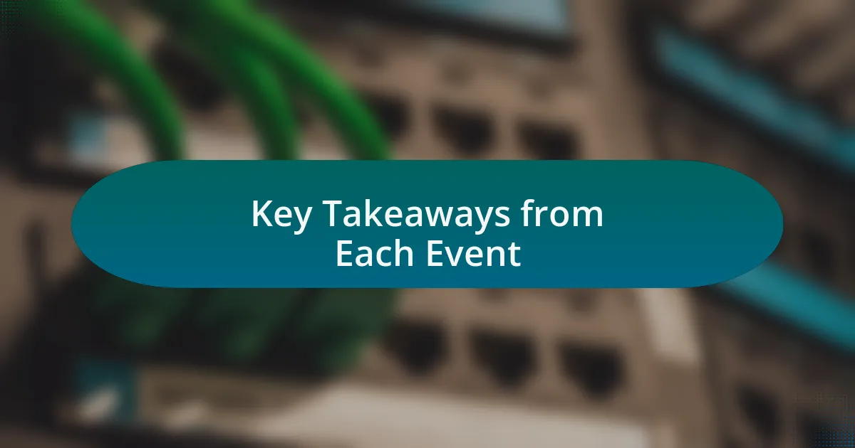 Key Takeaways from Each Event