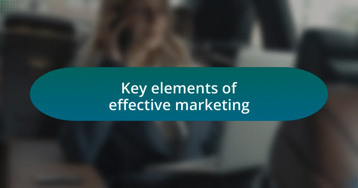 Key elements of effective marketing
