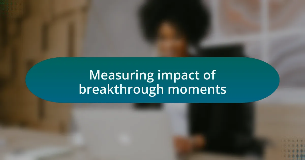 Measuring impact of breakthrough moments