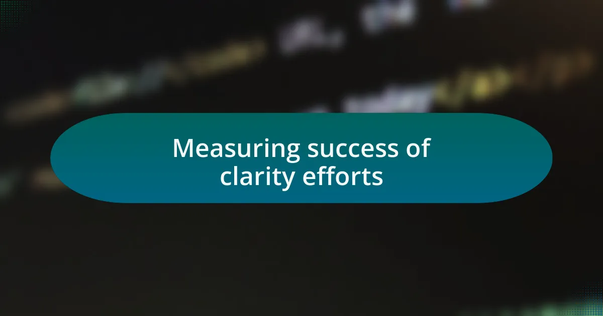 Measuring success of clarity efforts