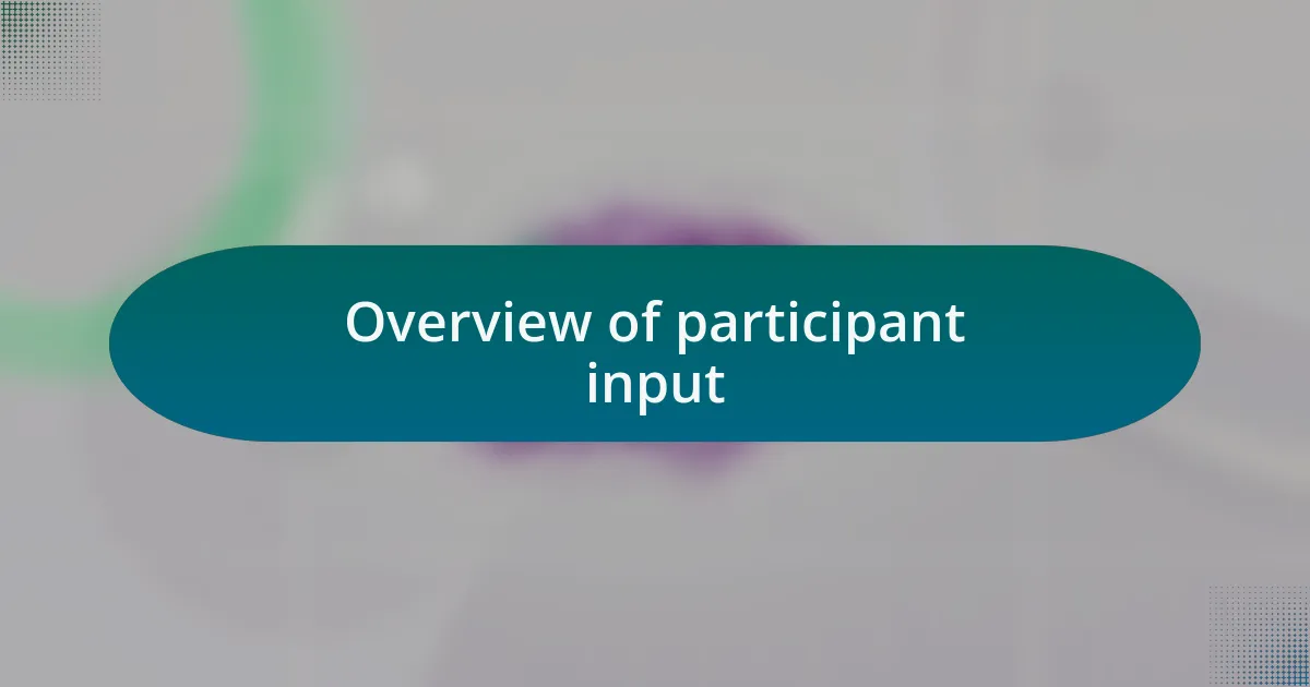 Overview of participant input