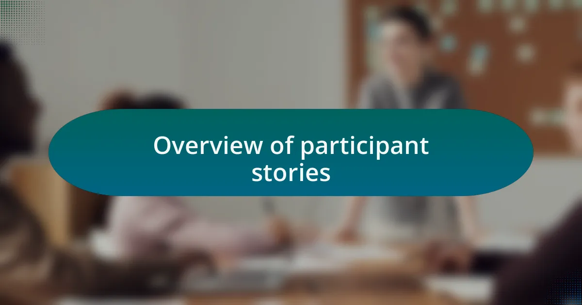 Overview of participant stories