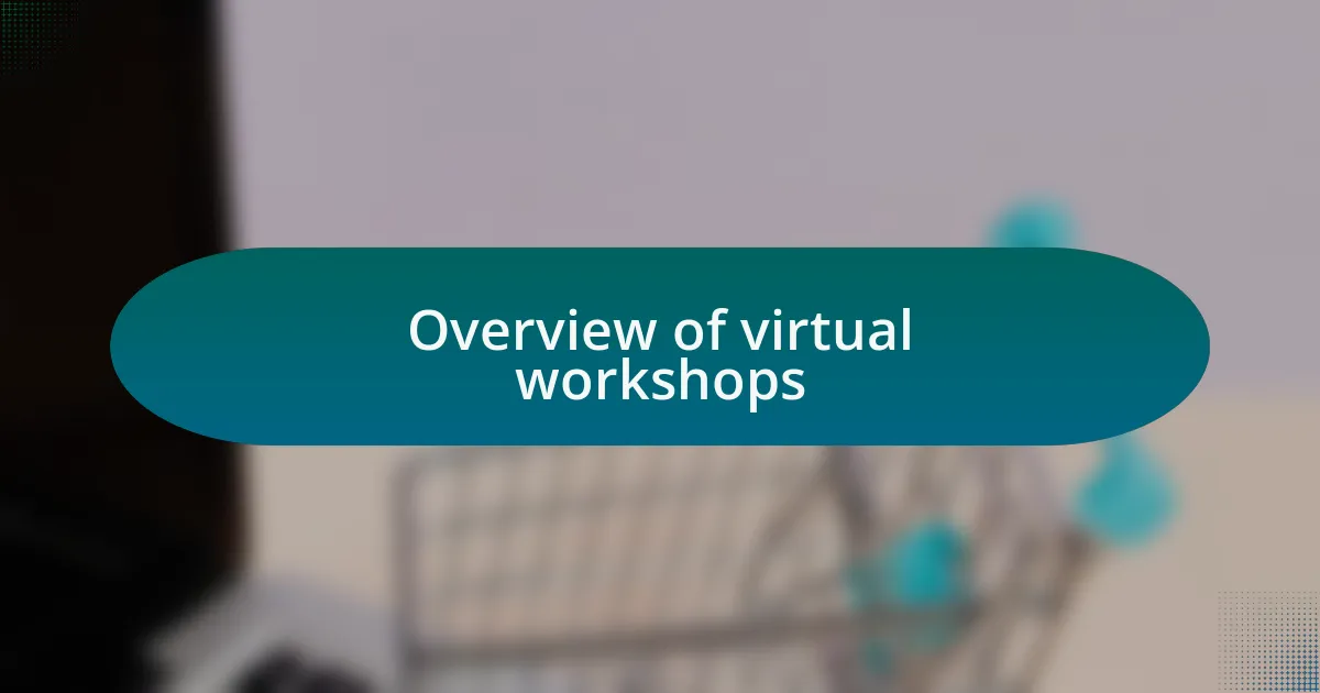 Overview of virtual workshops