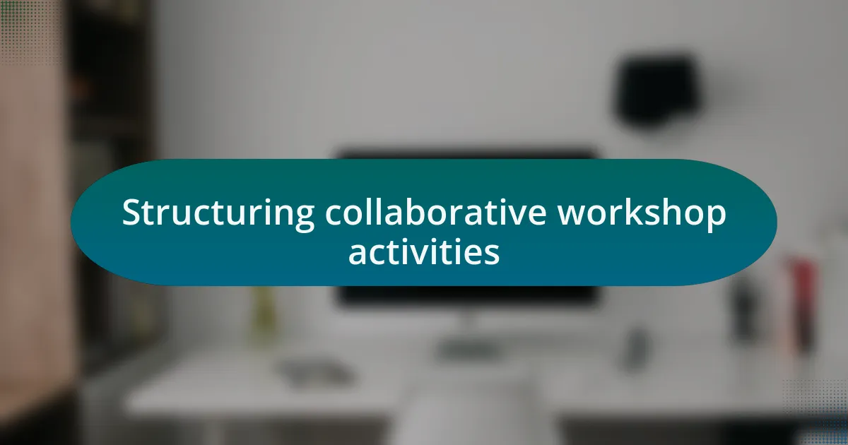 Structuring collaborative workshop activities