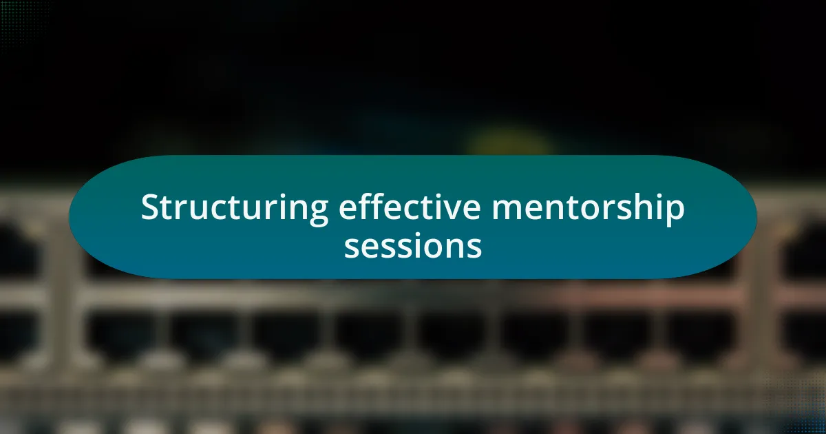 Structuring effective mentorship sessions
