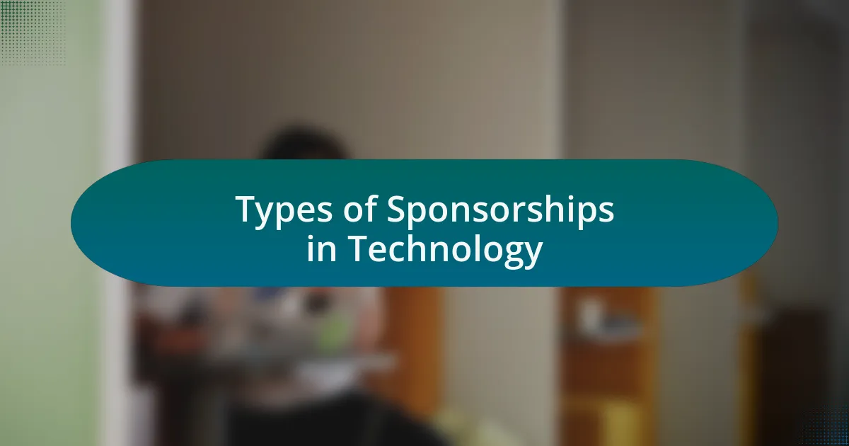 Types of Sponsorships in Technology